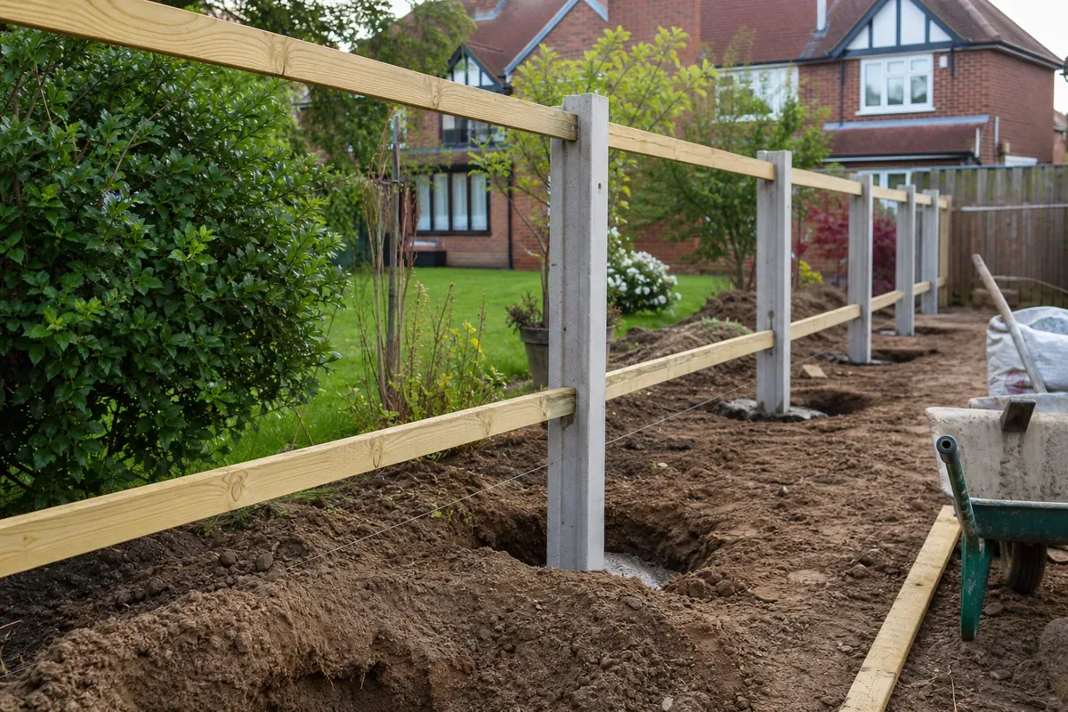 Fence installation work at a Nottingham property